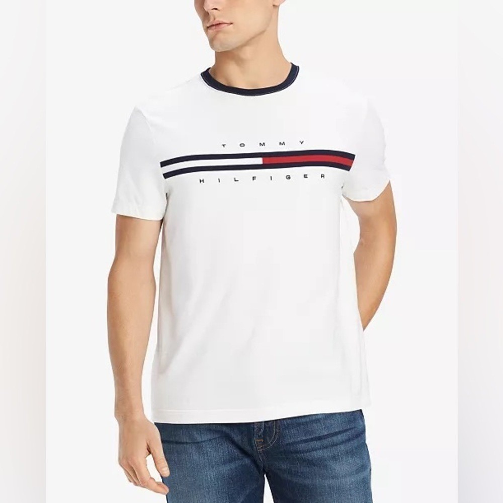 Tommy Hilfiger White/Red/Blue Short Sleeve Crew Neck T-Shirt